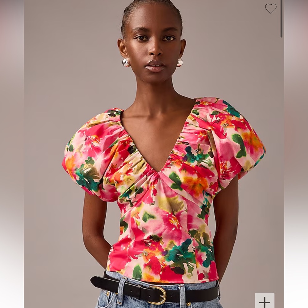 Cecily top in floral stretch cotton poplin blend